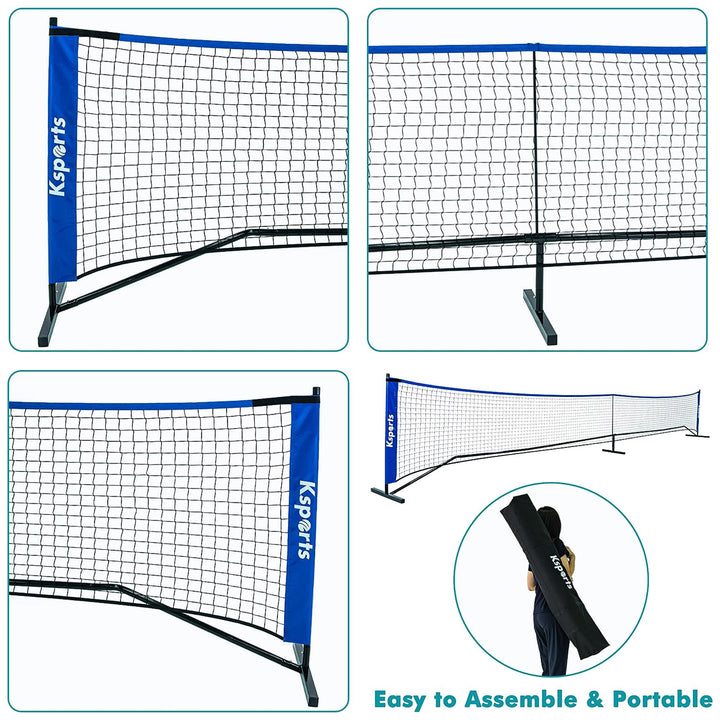 Ksports Pickleball Set w/22' Net, LED Shuttlecocks, Carry Bag & Game Balls, Blue