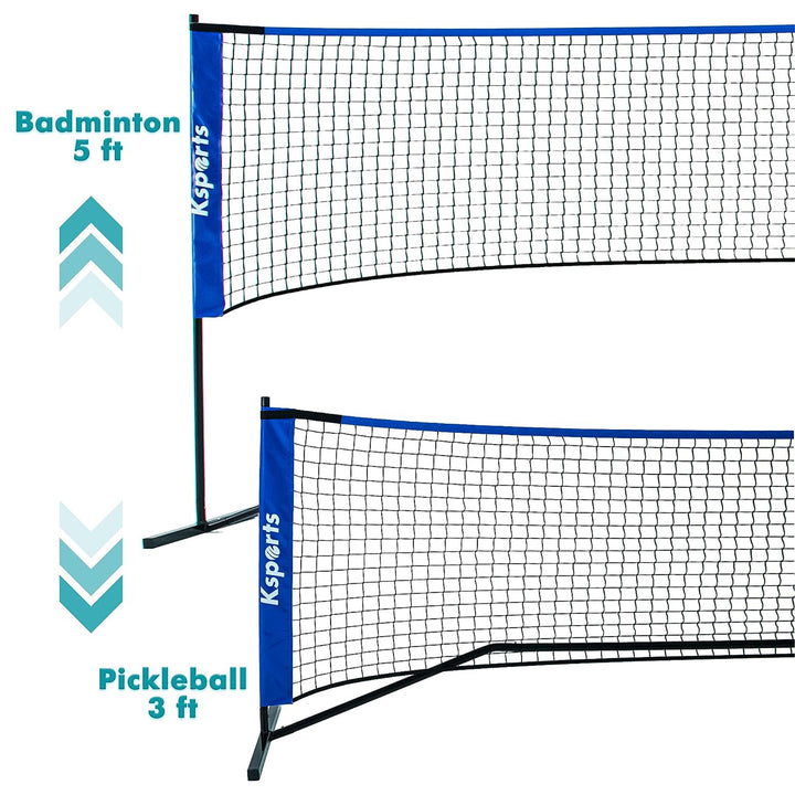 Ksports Pickleball Set w/22' Net, LED Shuttlecocks, Carry Bag & Game Balls, Blue