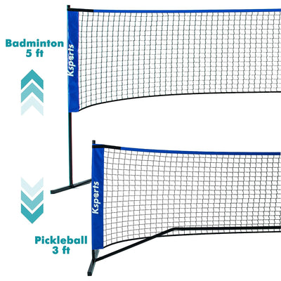 Ksports 22' Pickleball Net with LED Shuttlecock, Carry Bag & 2 Game Balls, Blue