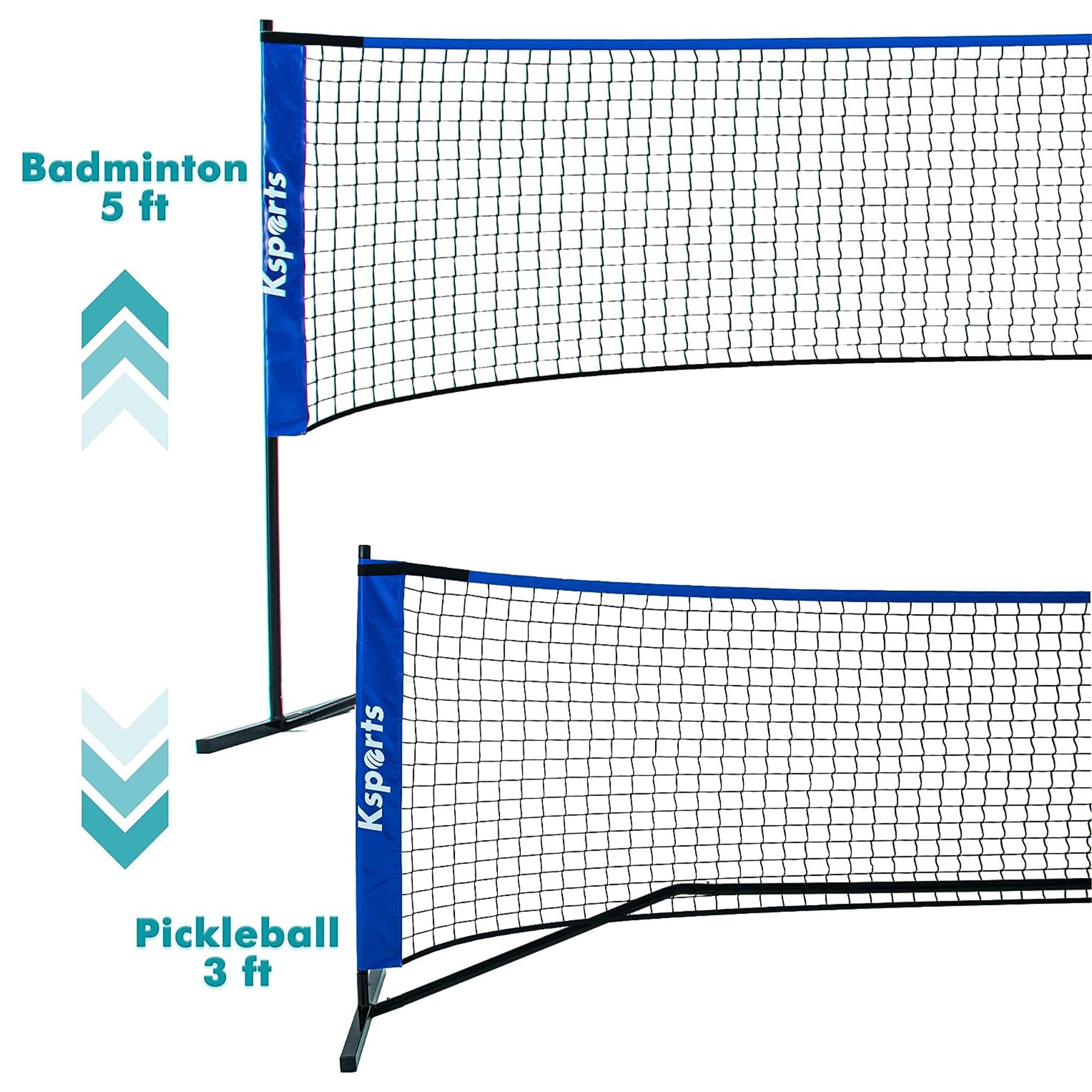 Ksports 22' Pickleball Net w/LED Shuttlecock, Bag & 2 Balls, Blue (For Parts) - VMInnovations