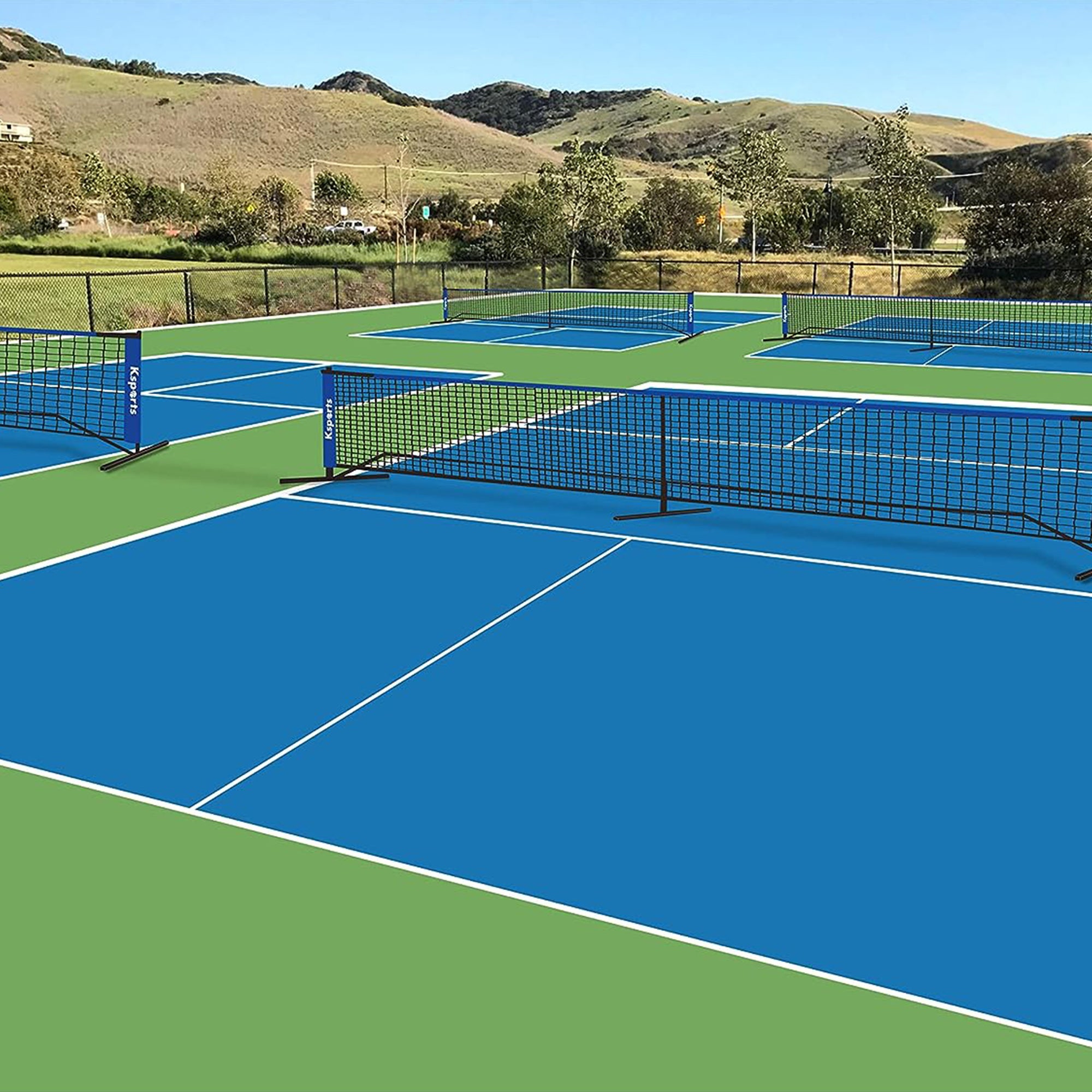 Ksports 22' Pickleball Net w/LED Shuttlecock, Bag & 2 Balls, Blue (For Parts) - VMInnovations