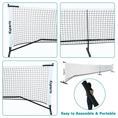Ksports 22' Pickleball Net w/LED Shuttlecock, Carry Bag & 2 Balls, White (Used)