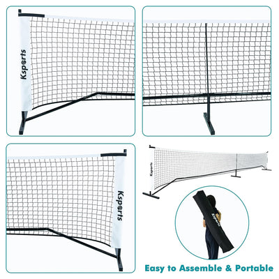 Ksports 22' Pickleball Net with LED Shuttlecock, Bag & 2 Balls, White (Open Box)