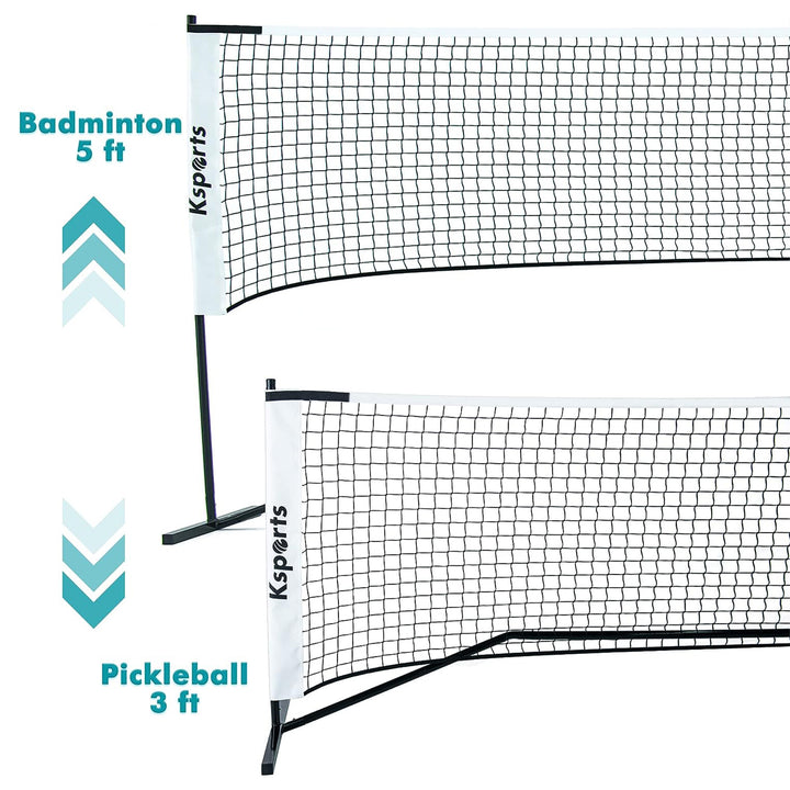 Ksports 22' Pickleball Net with LED Shuttlecock, Bag & 2 Balls, White (Open Box) - VMInnovations