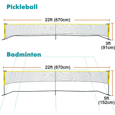 Ksports 22' Pickleball Net w/ LED Shuttlecock,Carry Bag & 2 Game Balls(Open Box) - VMInnovations