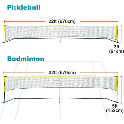 Ksports Pickleball Set 22' Net, LED Shuttlecocks, Carry Bag & Game Balls, Yellow