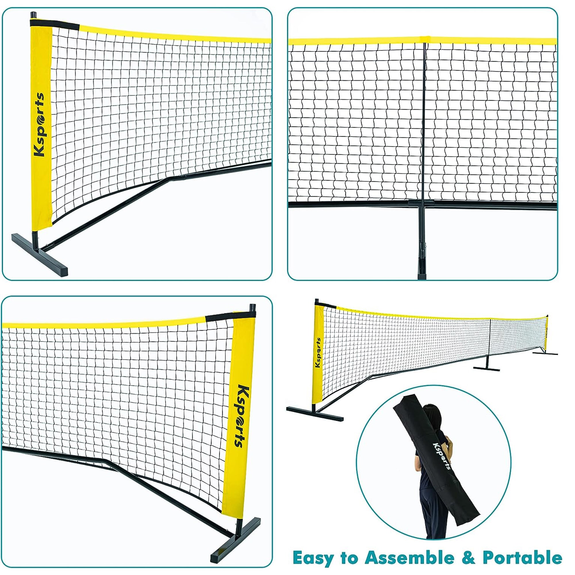 Ksports 22' Pickleball Net w/ LED Shuttlecock,Carry Bag & 2 Game Balls(Open Box) - VMInnovations