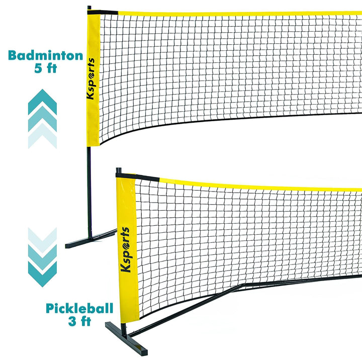 Ksports Pickleball Set 22' Net, LED Shuttlecocks, Carry Bag & Game Balls, Yellow