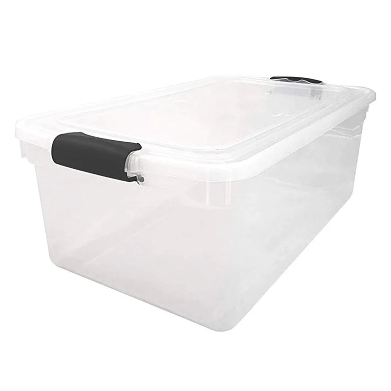Homz 64 Qt Multipurpose Stackable Storage Bin with Latching Lids, Clear (6 Pack)