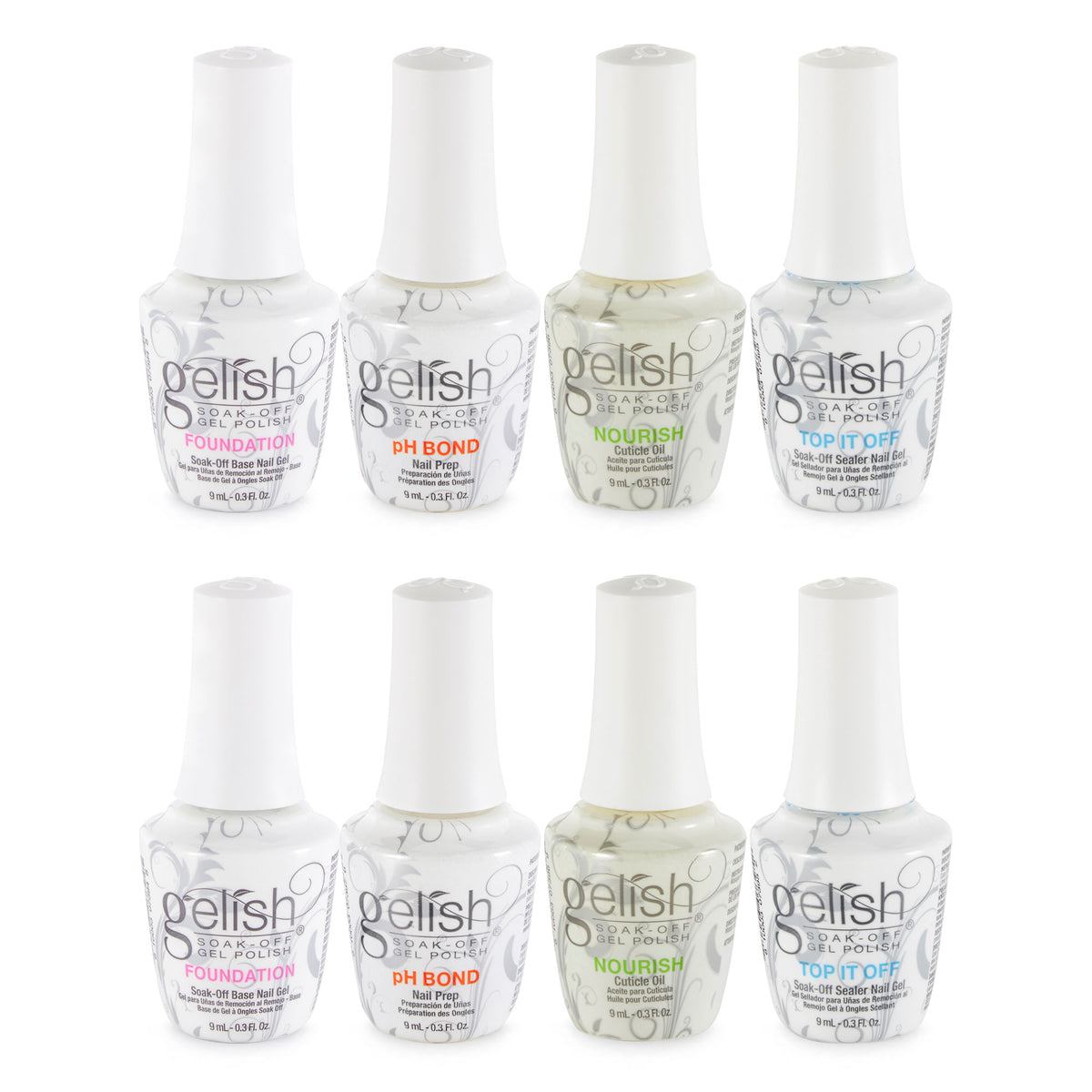 Gelish Mini Fantastic 4 9ml Essentials Collection Gel Nail Polish Kit, (8 Pack)