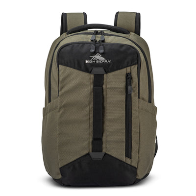 High Sierra Large Backpack with Device Sleeve and Adjustable Straps, Olive Green