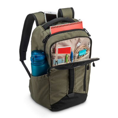 High Sierra Large Backpack with Device Sleeve and Adjustable Straps, Olive Green