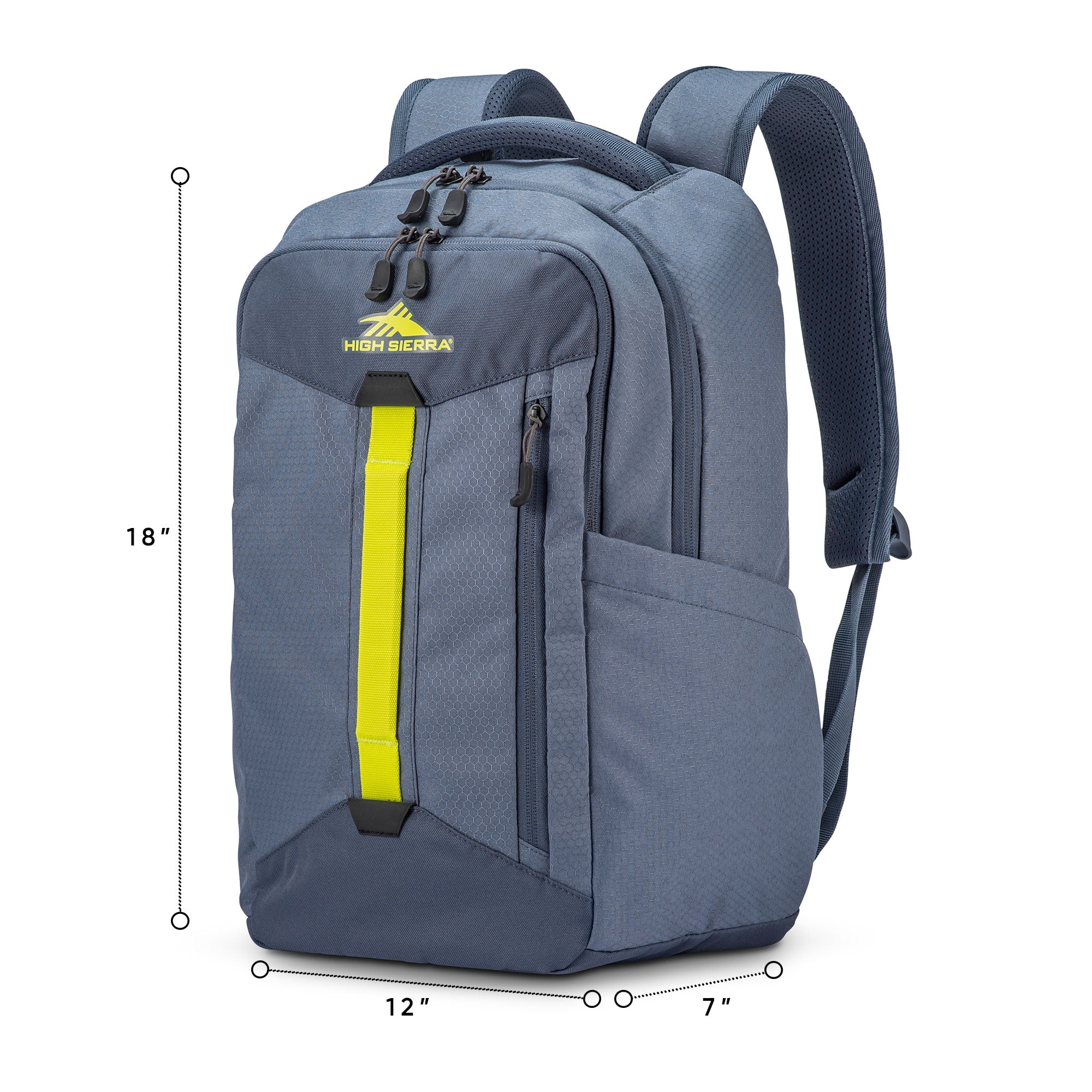 High Sierra Large Backpack with Device Sleeve and Adjustable Straps, Grey Blue