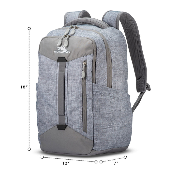 High Sierra Backpack w/Device Sleeve & Adjustable Straps, Silver (Used)