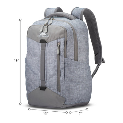 High Sierra Large Backpack with Device Sleeve and Adjustable Straps, Silver