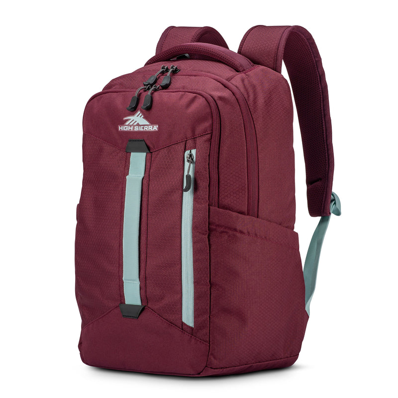 High Sierra Backpack with Device Sleeve and Adjustable Straps, Maroon (Open Box)