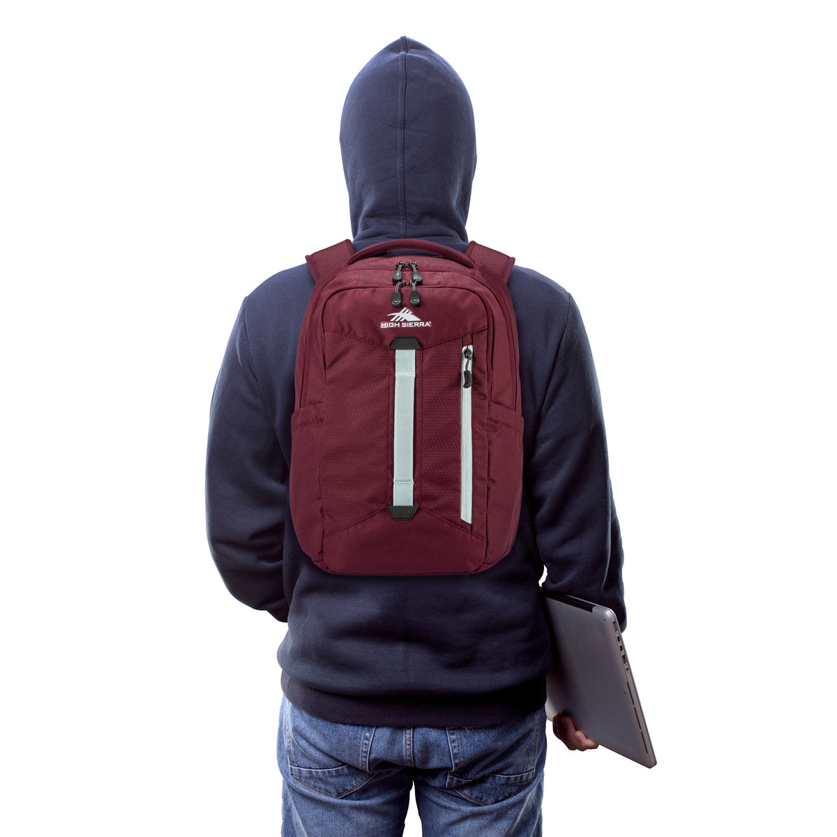 High Sierra Large Backpack with Device Sleeve and Adjustable Straps, Maroon