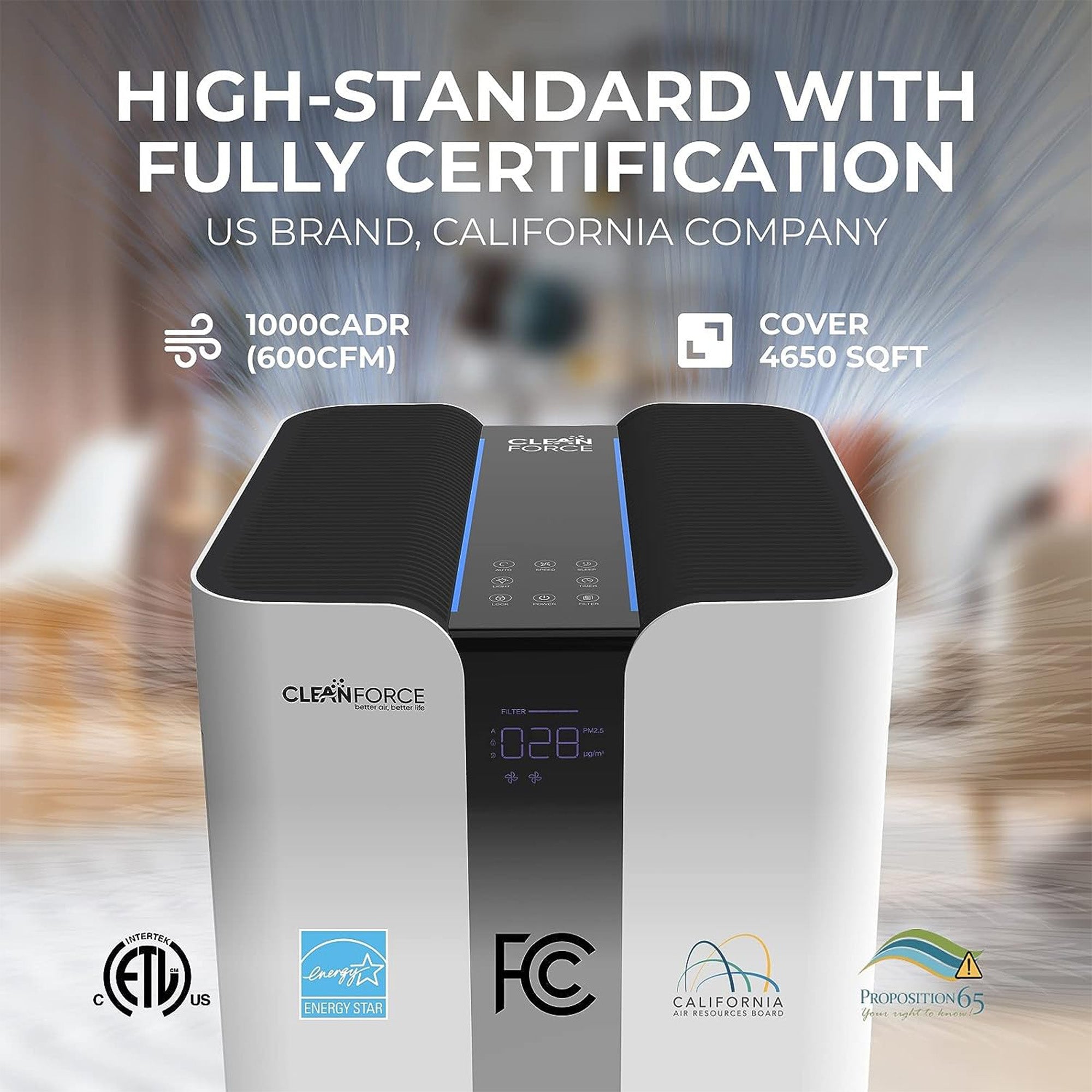 CleanForce MEGA1000 Extra Large 4650 Sq Ft Home Air Purifier for Bedroom/Office - VMInnovations