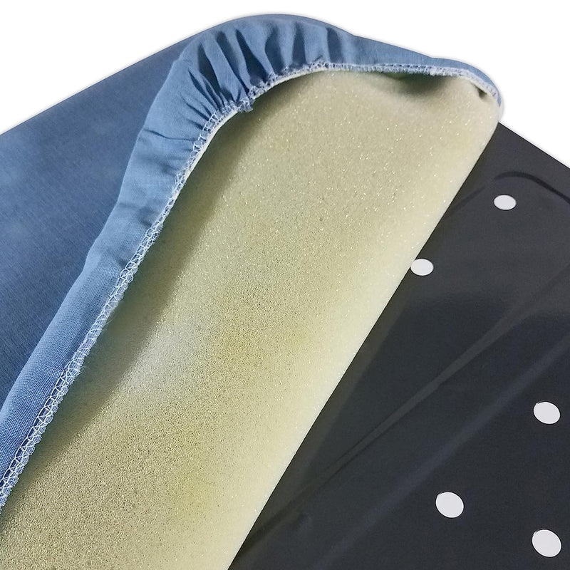 Homz T-Leg Foldable Adjustable Ironing Board w/ Foam Pad & Cotton Cover, Blue