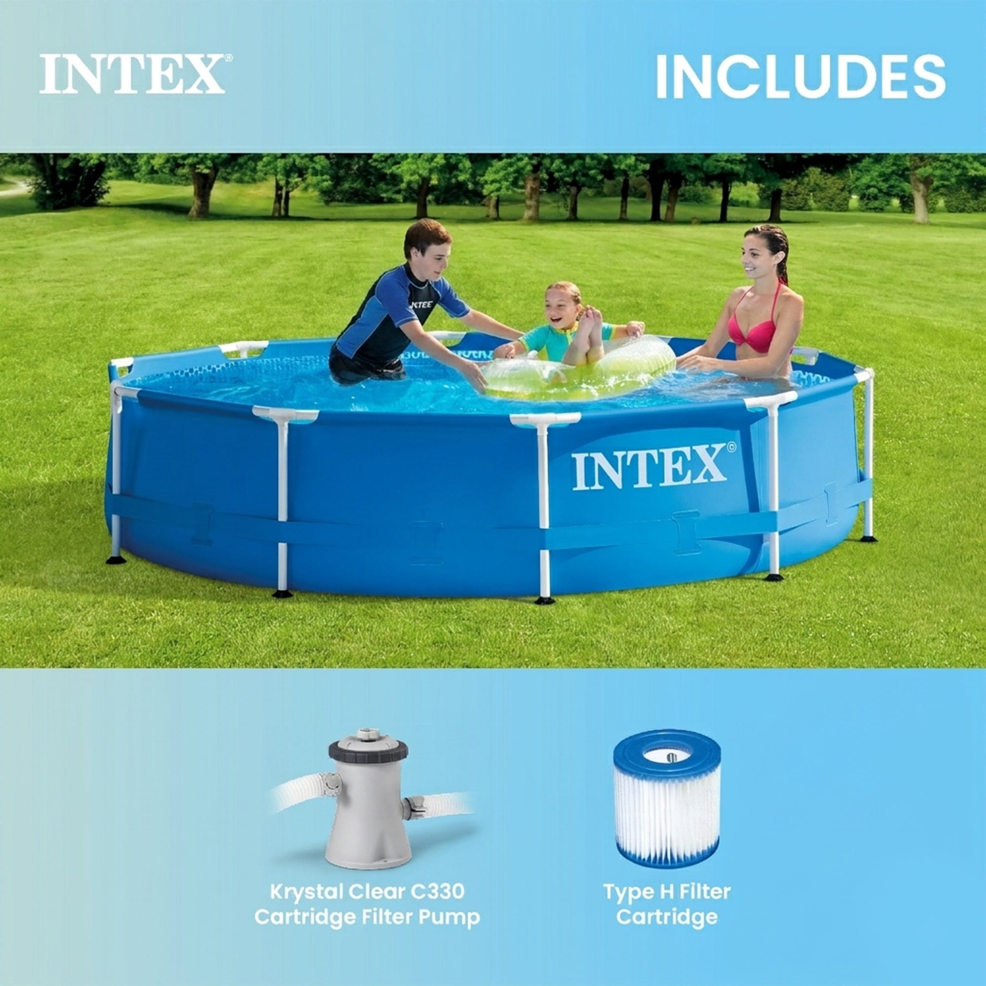Intex Pool Kit w/ Intex 10 x 2.5-Ft Pool Set w/ Filter Pump w/  10-Ft Pool Cover