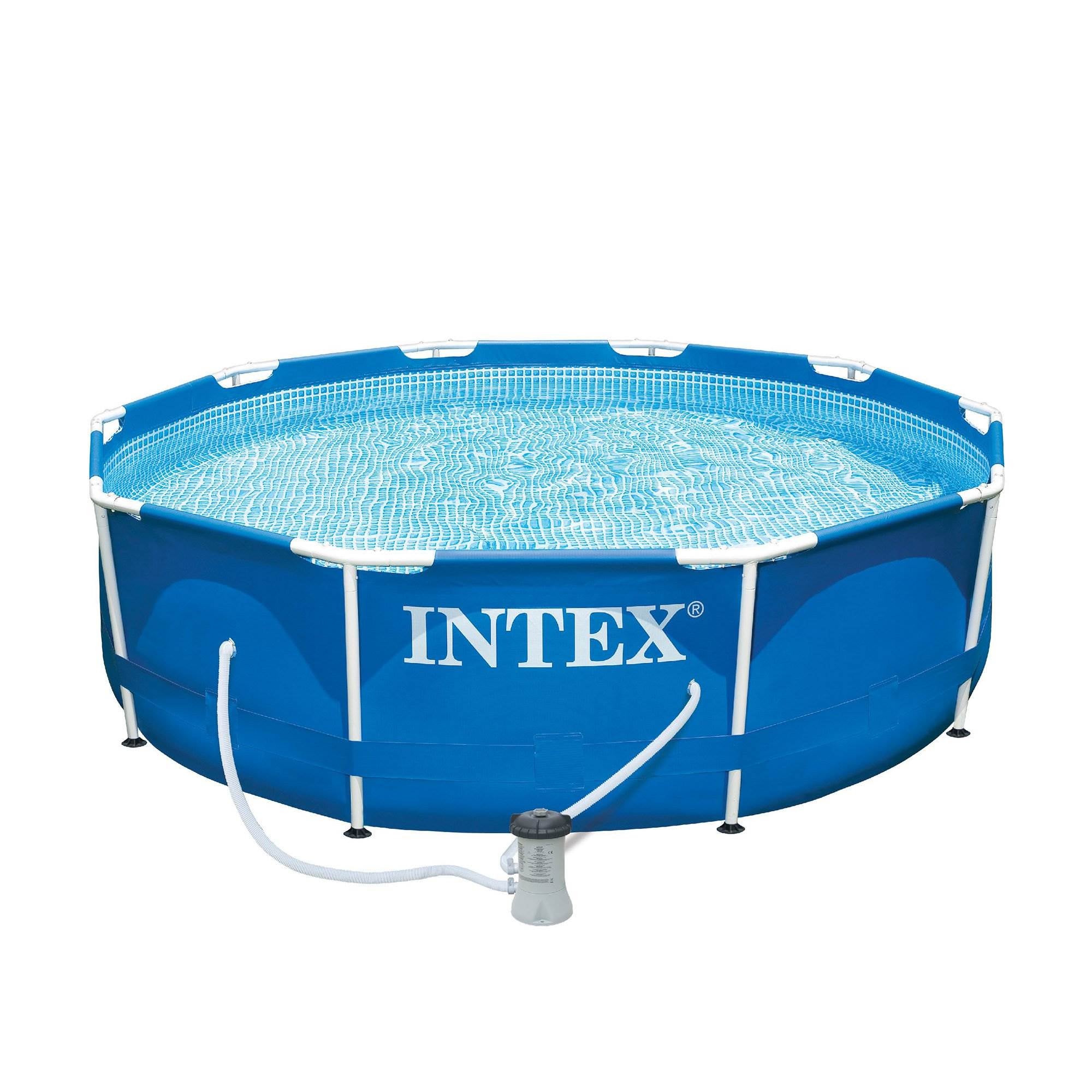 Intex 28201EH 10' x 30" Metal Frame Swimming Pool with Pump & 3in Chlorine Tabs - VMInnovations