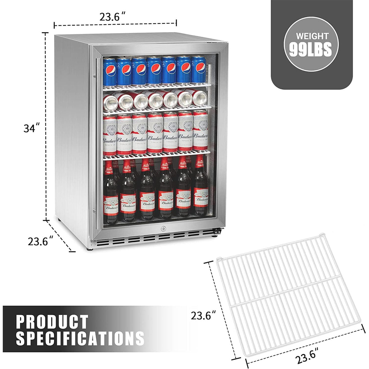 IceJungle 5.3 Cu. Ft. 160 Can Under Counter Freestanding Fridge (Open Box)