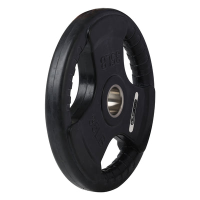 HolaHatha 35 Pound Olympic Rubber Coated Weight Plate w/ Handle, Black (2 Pack) - VMInnovations