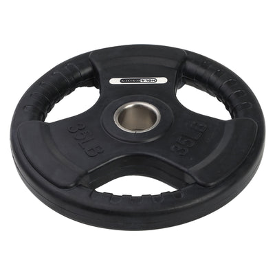 HolaHatha 35 Pound Olympic Rubber Coated Weight Plate w/ Handle, Black (2 Pack) - VMInnovations