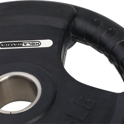 HolaHatha 35 Pound Olympic Rubber Coated Weight Plate w/ Handle, Black (2 Pack) - VMInnovations