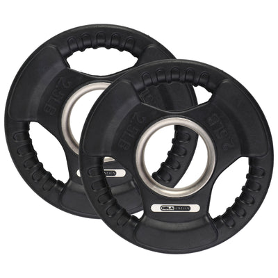 HolaHatha 2.5 Pound Olympic Rubber Coated Weight Plate w/Handle, Black (2 Pack) - VMInnovations