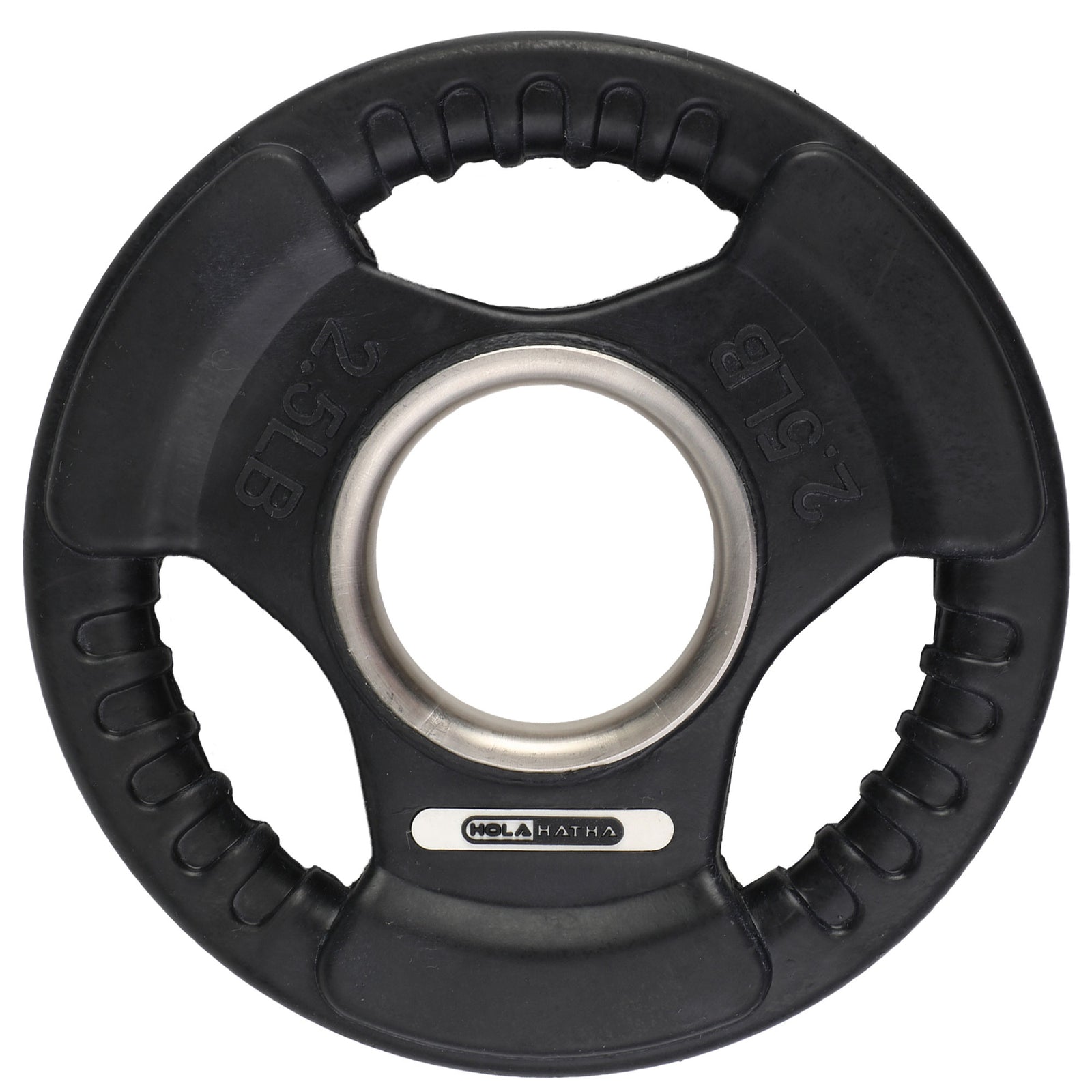 HolaHatha 2.5 Pound Olympic Rubber Coated Weight Plate w/Handle, Black (2 Pack) - VMInnovations