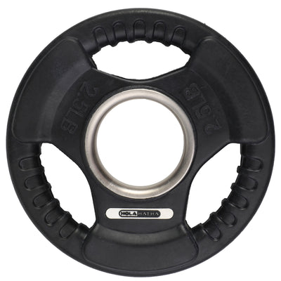 HolaHatha 2.5 Pound Olympic Rubber Coated Weight Plate w/Handle, Black (2 Pack) - VMInnovations