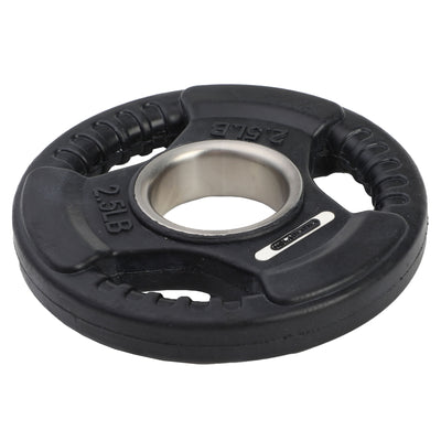 HolaHatha 2.5 Pound Olympic Rubber Coated Weight Plate w/Handle, Black (2 Pack) - VMInnovations