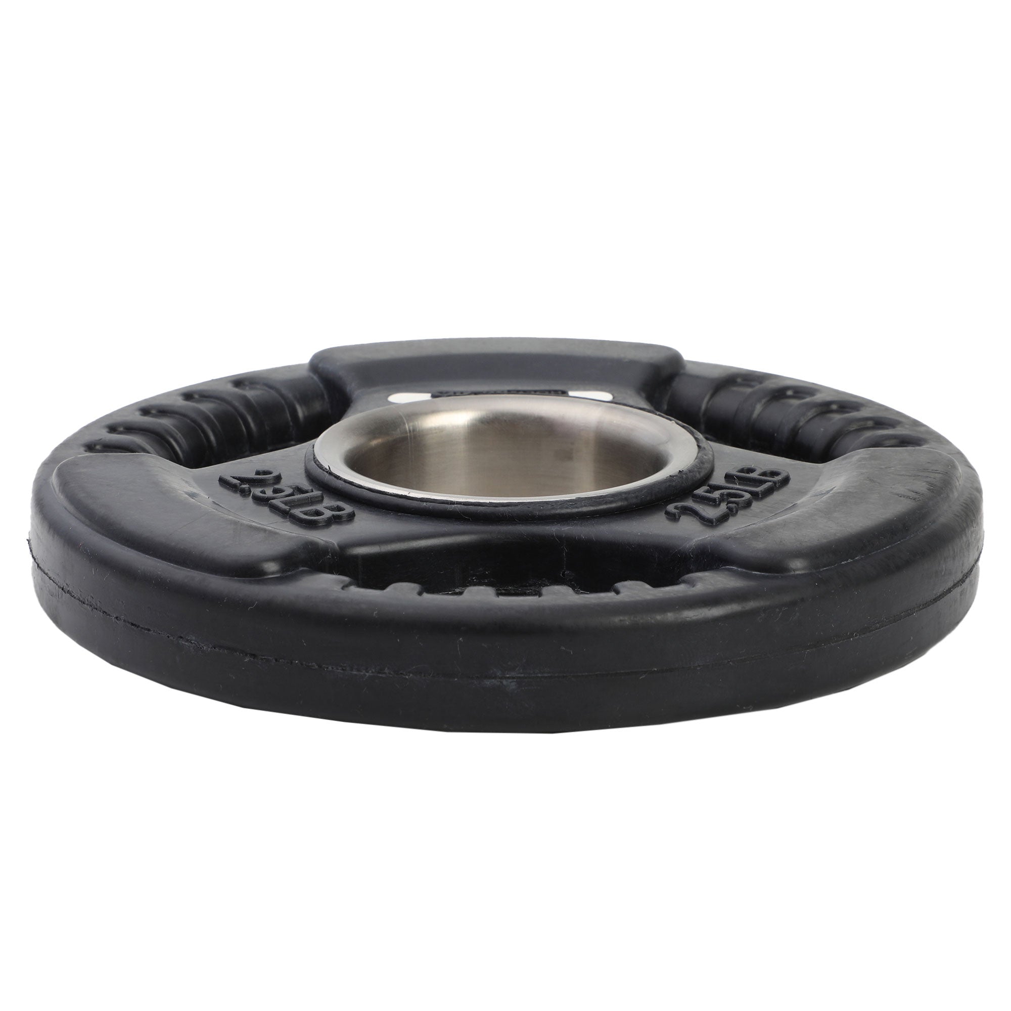 HolaHatha 2.5 Pound Olympic Rubber Coated Weight Plate w/Handle, Black (2 Pack) - VMInnovations