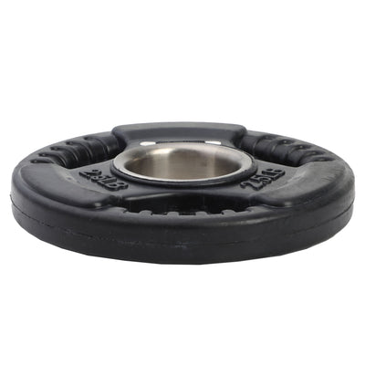HolaHatha 2.5 Pound Olympic Rubber Coated Weight Plate w/Handle, Black (2 Pack) - VMInnovations