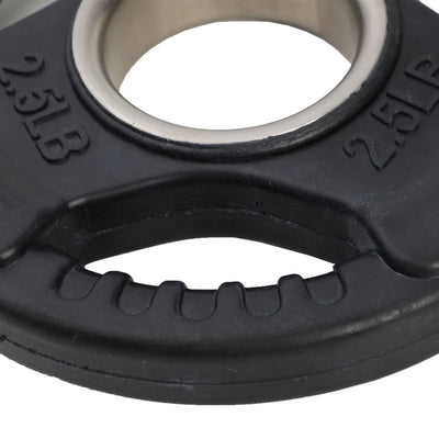 HolaHatha 2.5 Pound Olympic Rubber Coated Weight Plate w/Handle, Black (2 Pack) - VMInnovations