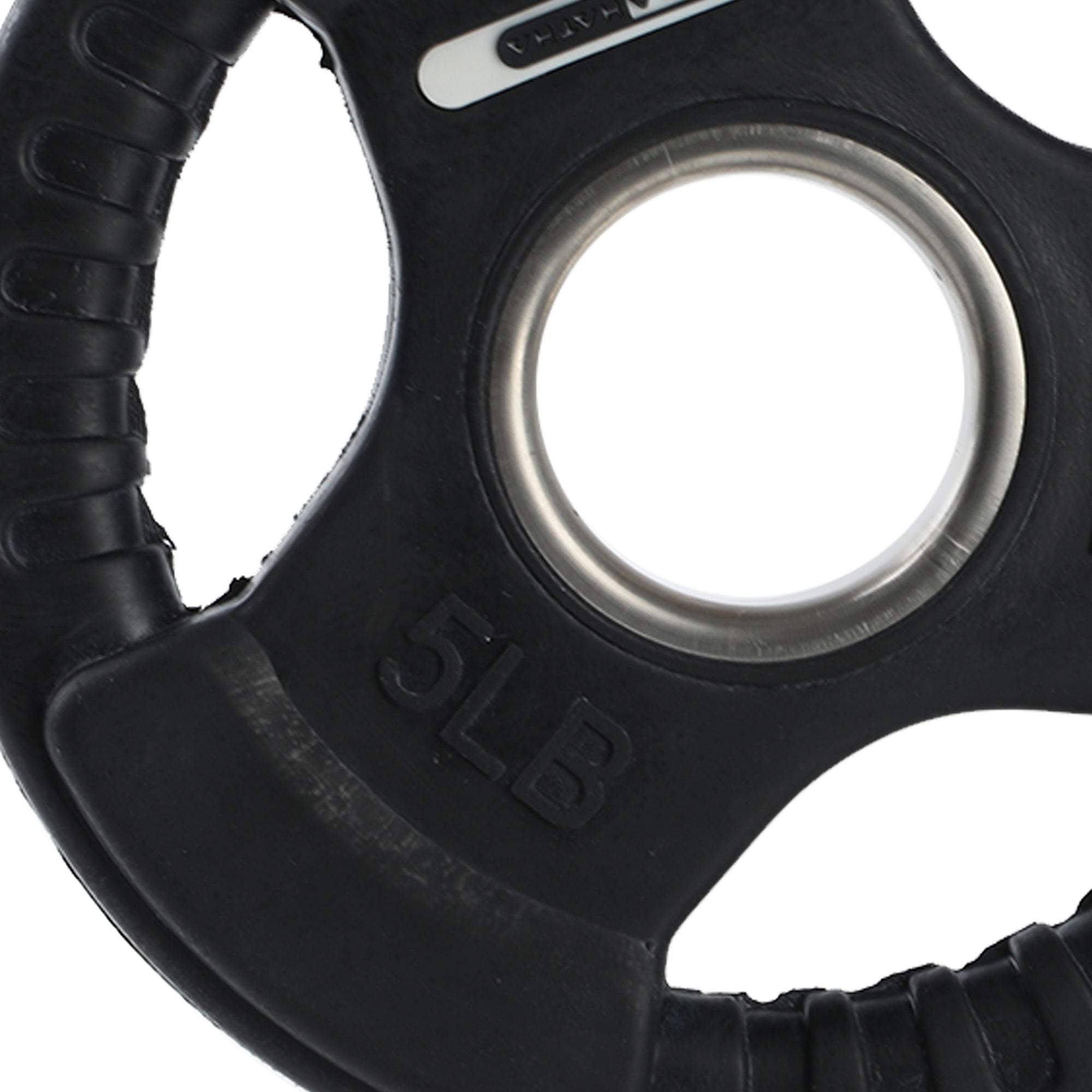 HolaHatha 5 Pound Olympic Rubber Coated Weight Plate with Handle, Black (2 Pack) - VMInnovations