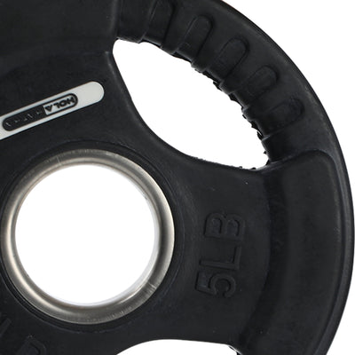 HolaHatha 5 Pound Olympic Rubber Coated Weight Plate with Handle, Black (2 Pack) - VMInnovations