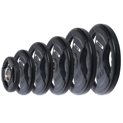 HolaHatha 5 Pound Olympic Rubber Coated Weight Plate with Handle, Black (2 Pack) - VMInnovations