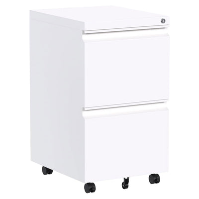 AOBABO 2 Drawer Mobile Metal Organizer Filing Cabinet, Assembled, White (Used) - VMInnovations