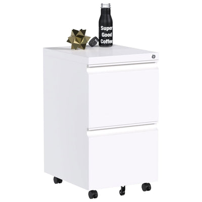 AOBABO 2 Drawer Mobile Metal Organizer Filing Cabinet, Assembled, White (Used) - VMInnovations