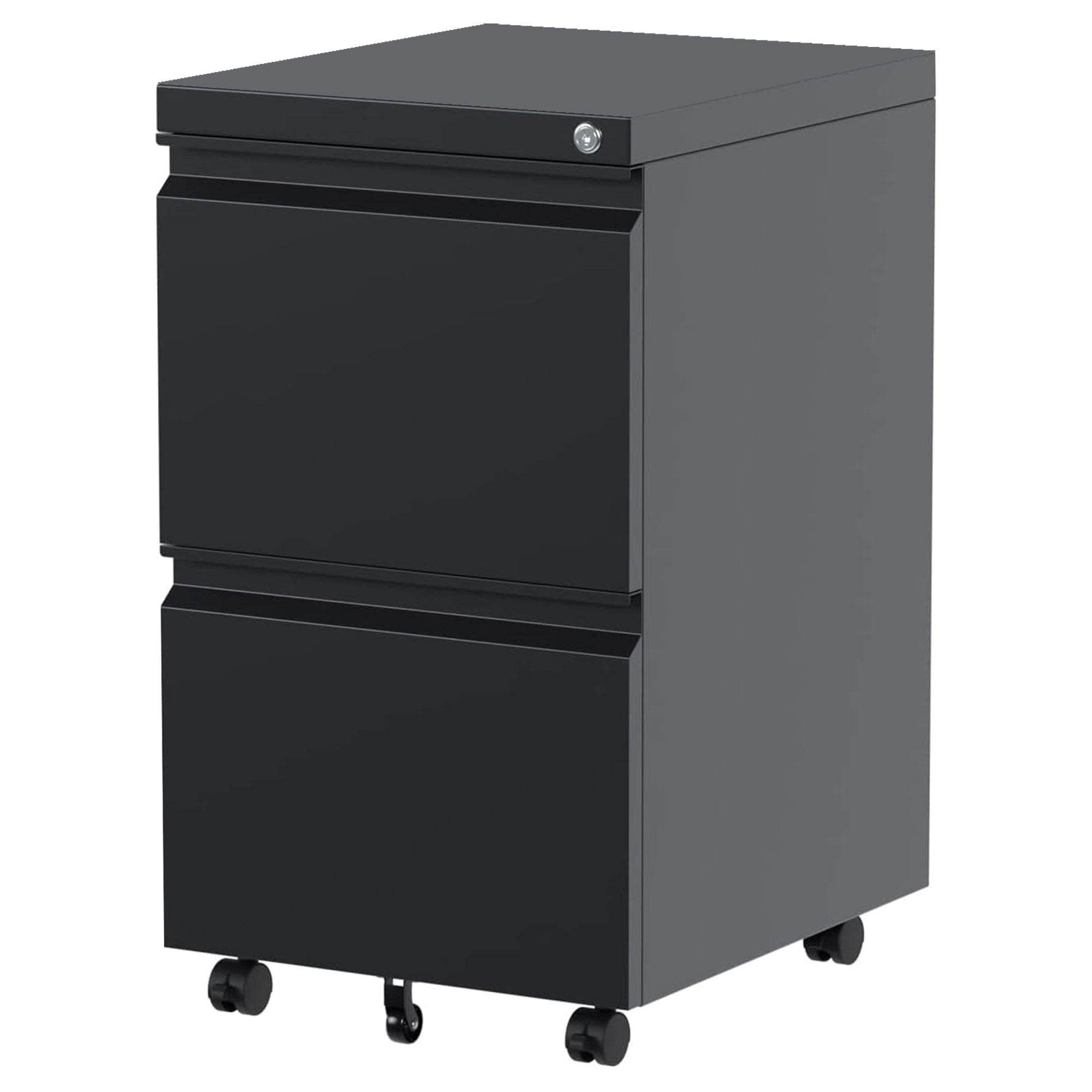 AOBABO 2 Drawer Mobile Metal Organizer Filing Cabinet, Fully Assembled, Black - VMInnovations