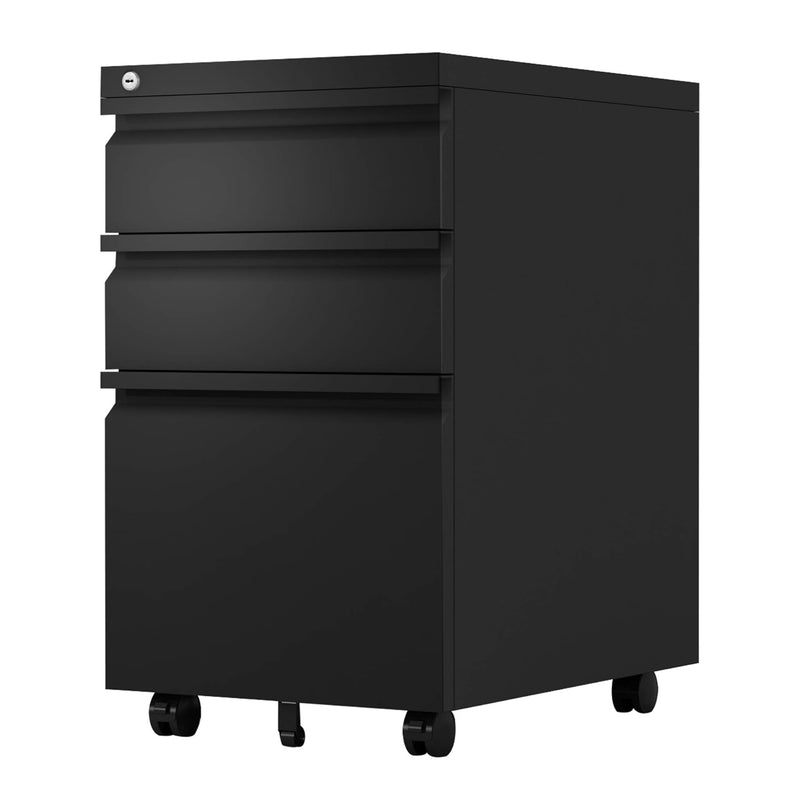 AOBABO 3 Drawer Mobile Metal Organizer Filing Cabinet, Black (Open Box)