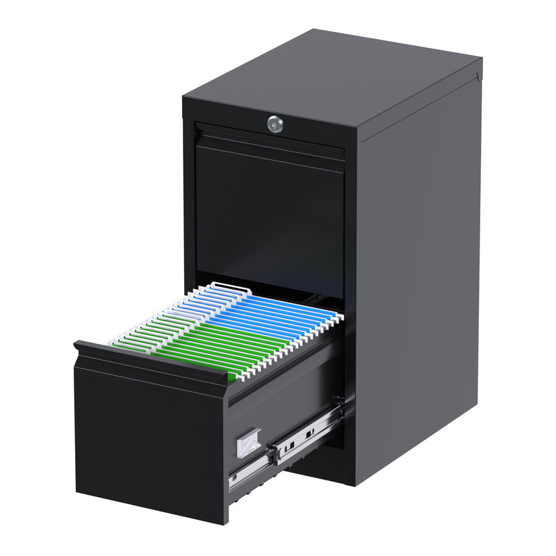 AOBABO 2 Drawer Vertical Metal File Cabinet with Lock, Black (Open Box)