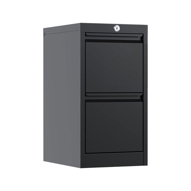 AOBABO 2 Drawer Vertical Metal File Cabinet with Lock, Black (Open Box)