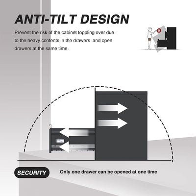 AOBABO 2 Drawer Vertical Metal File Cabinet with Lock, Black (Open Box) - VMInnovations