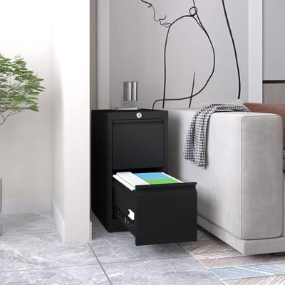 AOBABO 2 Drawer Vertical Metal File Cabinet with Lock, Black (Open Box) - VMInnovations