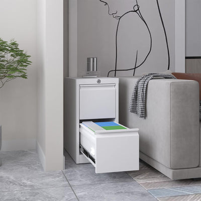 AOBABO 2 Drawer Vertical Metal File Cabinet with Lock for Home and Office, White - VMInnovations