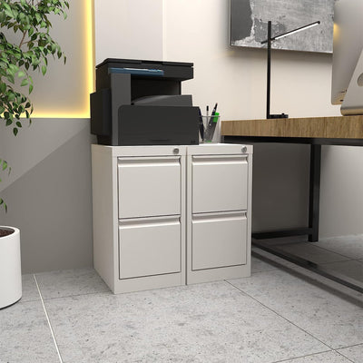 AOBABO 2 Drawer Vertical Metal File Cabinet w/ Lock, White (Open Box) - VMInnovations