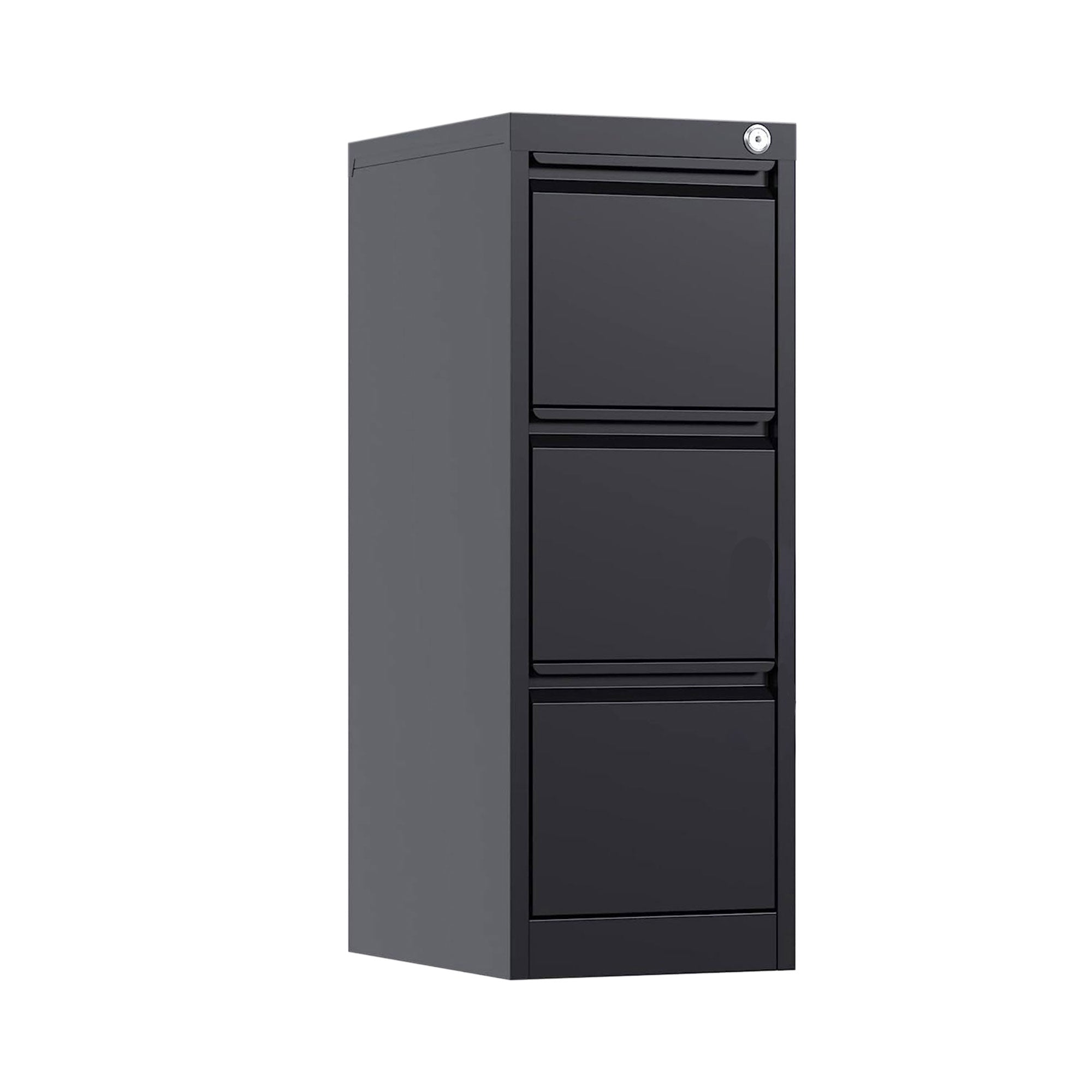 AOBABO 3 Drawer Vertical Metal File Cabinet with Lock for Home and Office, Black - VMInnovations